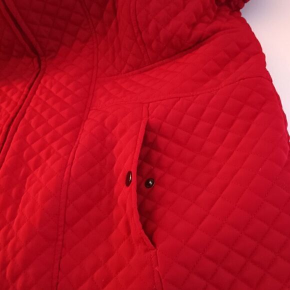 Preston & York Size XL Red Diamond Quilt Removeable Hooded Jacket - Picture 7 of 10
